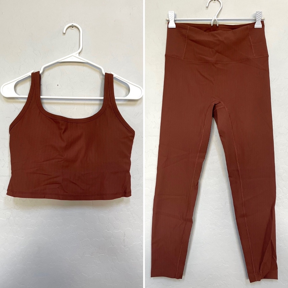 Halara ribbed crop top and leggings outfit size large